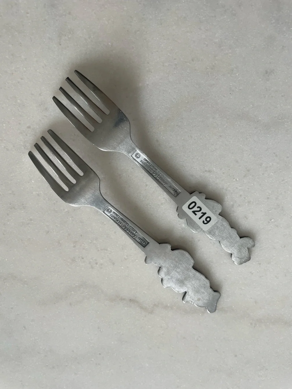 Vintage Disney Kids Donald Pluto Stainless Steel Forks Set of 2, Silver #0219